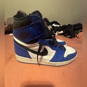 Jordan Blue and White Sneakers High-Top Design